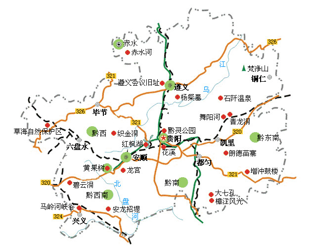 贵州旅游景点分布图